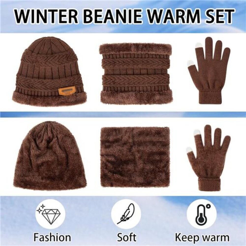 6Pcs Kids 3-in-1 Winter Warm Set, Black & Brown - Picture 6 of 8